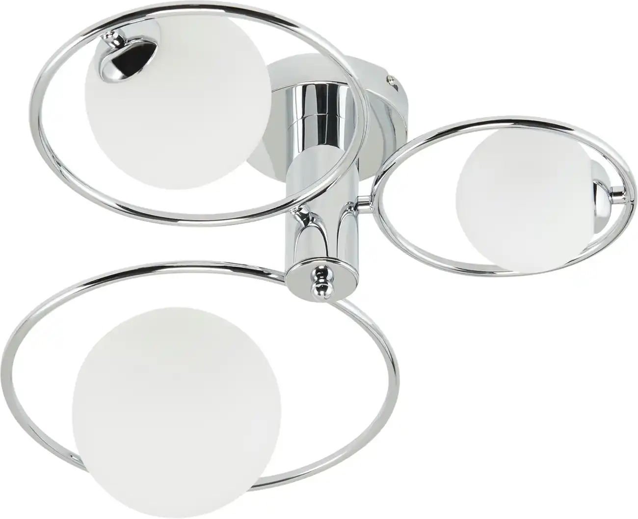 KHG Deckenleuchte 3-flammig chrom mit Glaskugeln ¦ silber ¦ Maße (cm): H: 16 Ø: 62 Lampen & Leuchten > Deckenleucht...