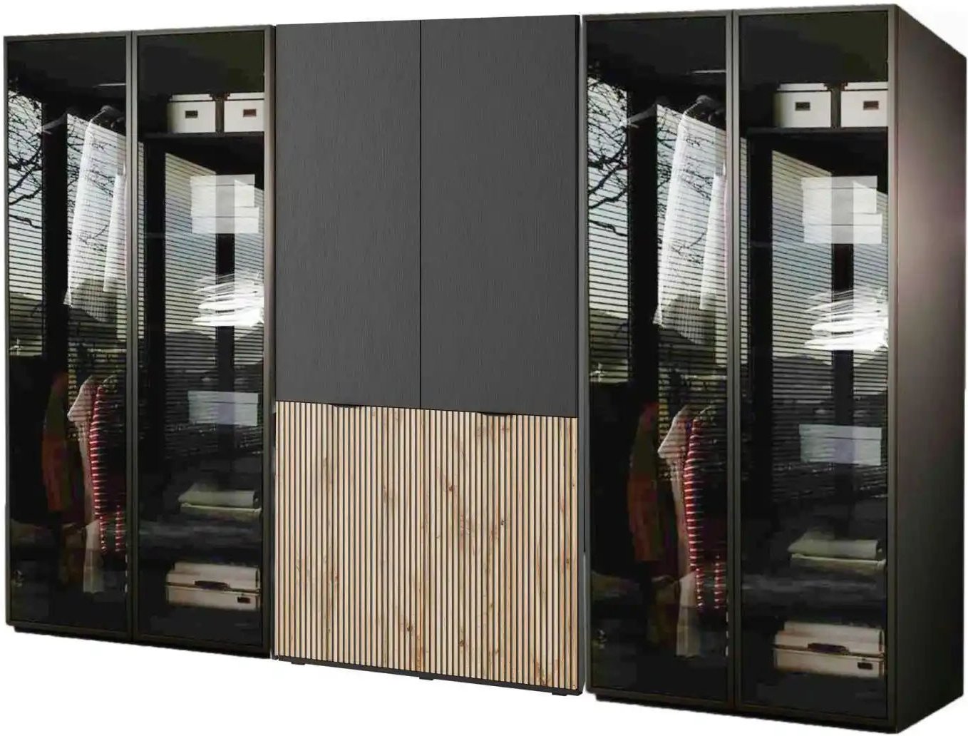 Drehtürenschrank 303 cm breit Sandbox ¦ schwarz ¦ Maße (cm): B: 303 H: 200 Schränke > Kleiderschränke > Drehtürenschränk...