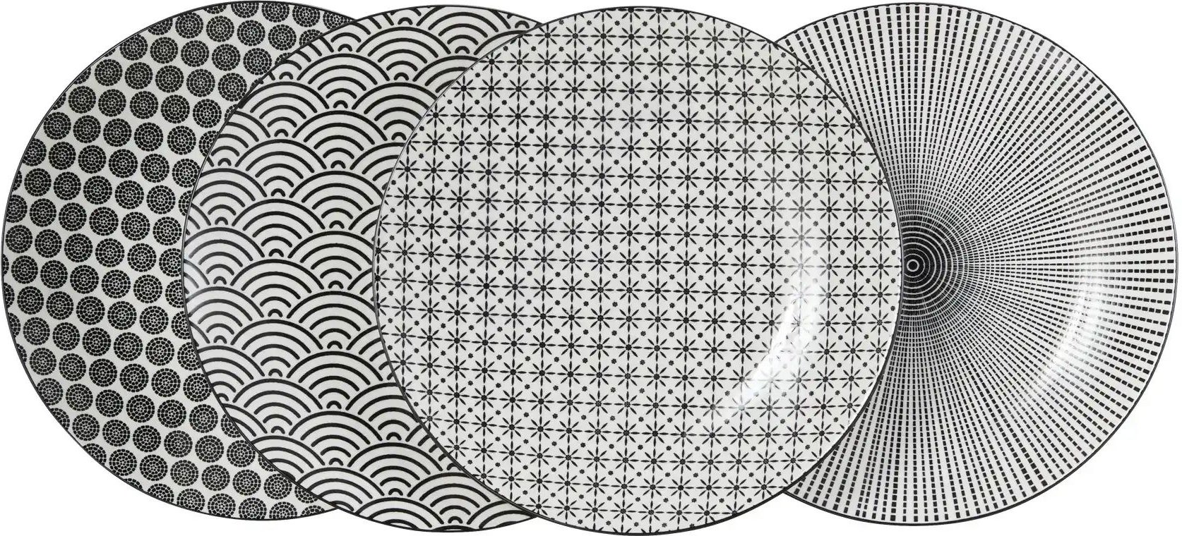 KHG Speiseteller 4er Set Vario ¦ schwarz ¦ Porzellan ¦ Maße (cm): H: 2,5 Ø: 26.5 Geschirr > Teller - Höffner