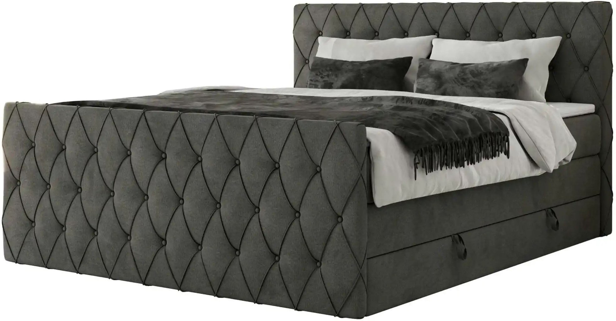 Boxspringbett mit Bettkasten Miren King Duo ¦ grau ¦ Maße (cm): B: 121 H: 110 Betten > Boxspringbetten - Höffner