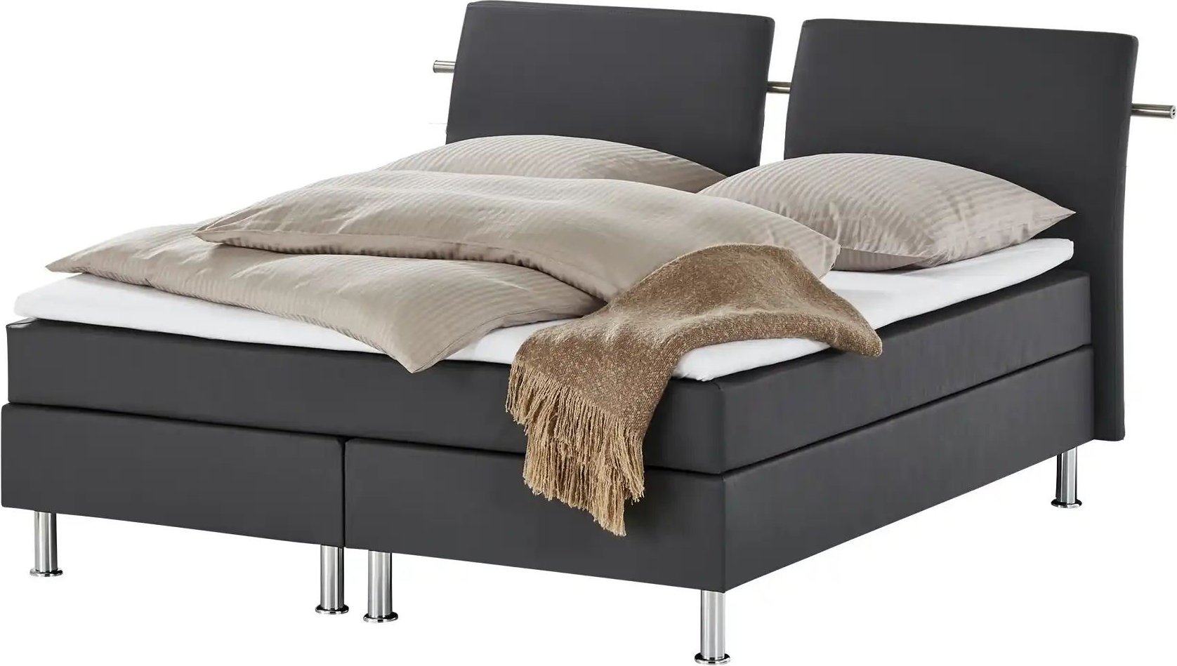 Boxspringbett Krom ¦ grau ¦ Maße (cm): B: 232 H: 122 Betten > Boxspringbetten - Höffner