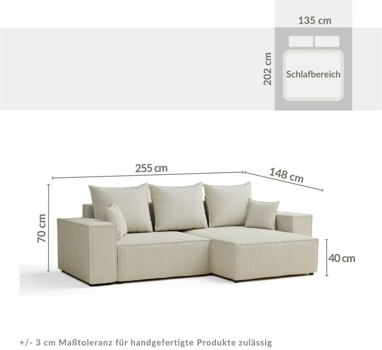 Thumbnail - Ecksofa ¦ blau ¦ Maße (cm): B: 255 H: 70 Polstermöbel > Sofas > 3-Sitzer - Höffner