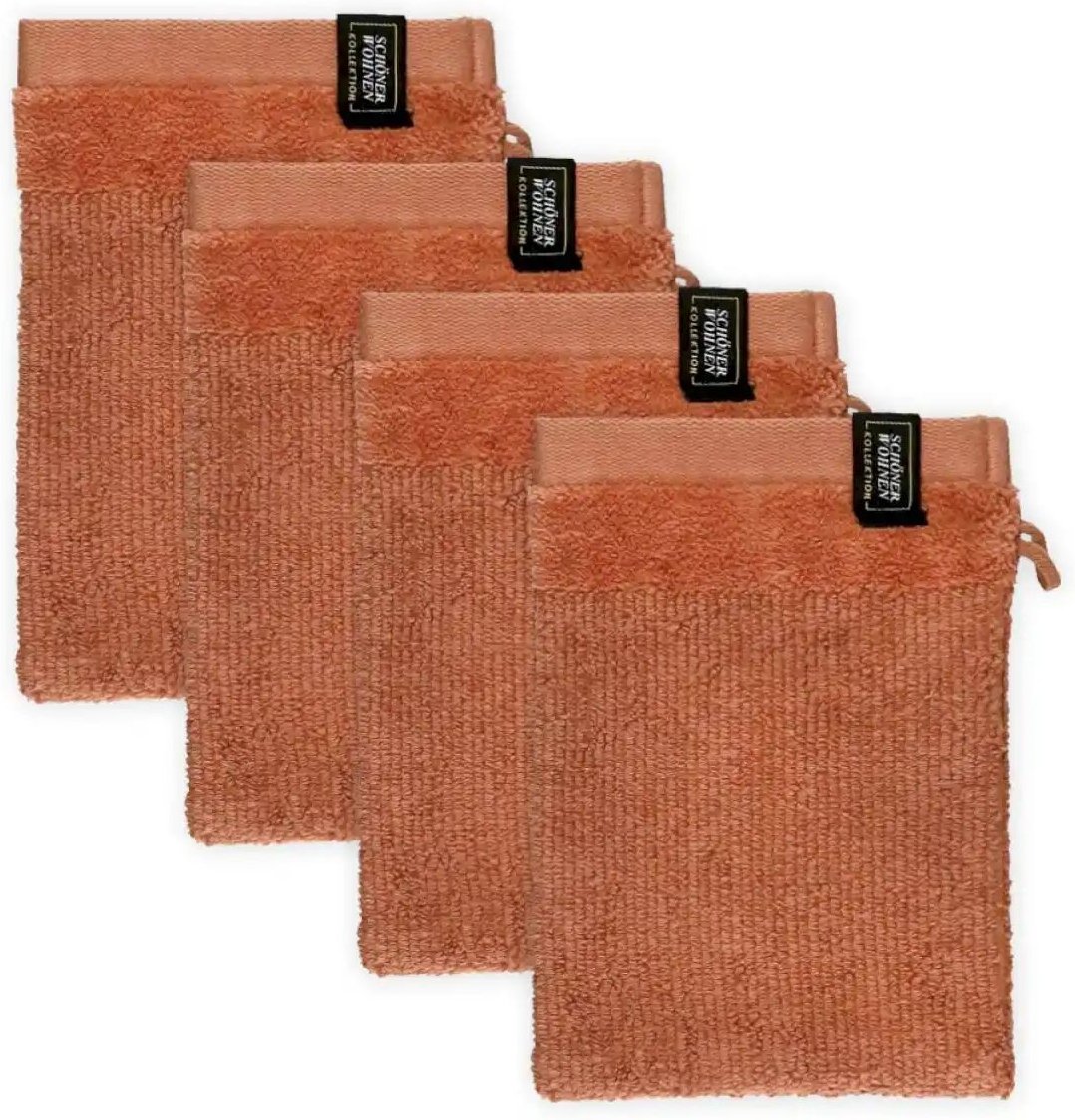 Thumbnail - SCHÖNER WOHNEN Kollektion Waschhandschuh 4er-Set ¦ rot ¦ Maße (cm): B: 16 H: 1,3 Badtextilien > Handtücher & Badetüche...