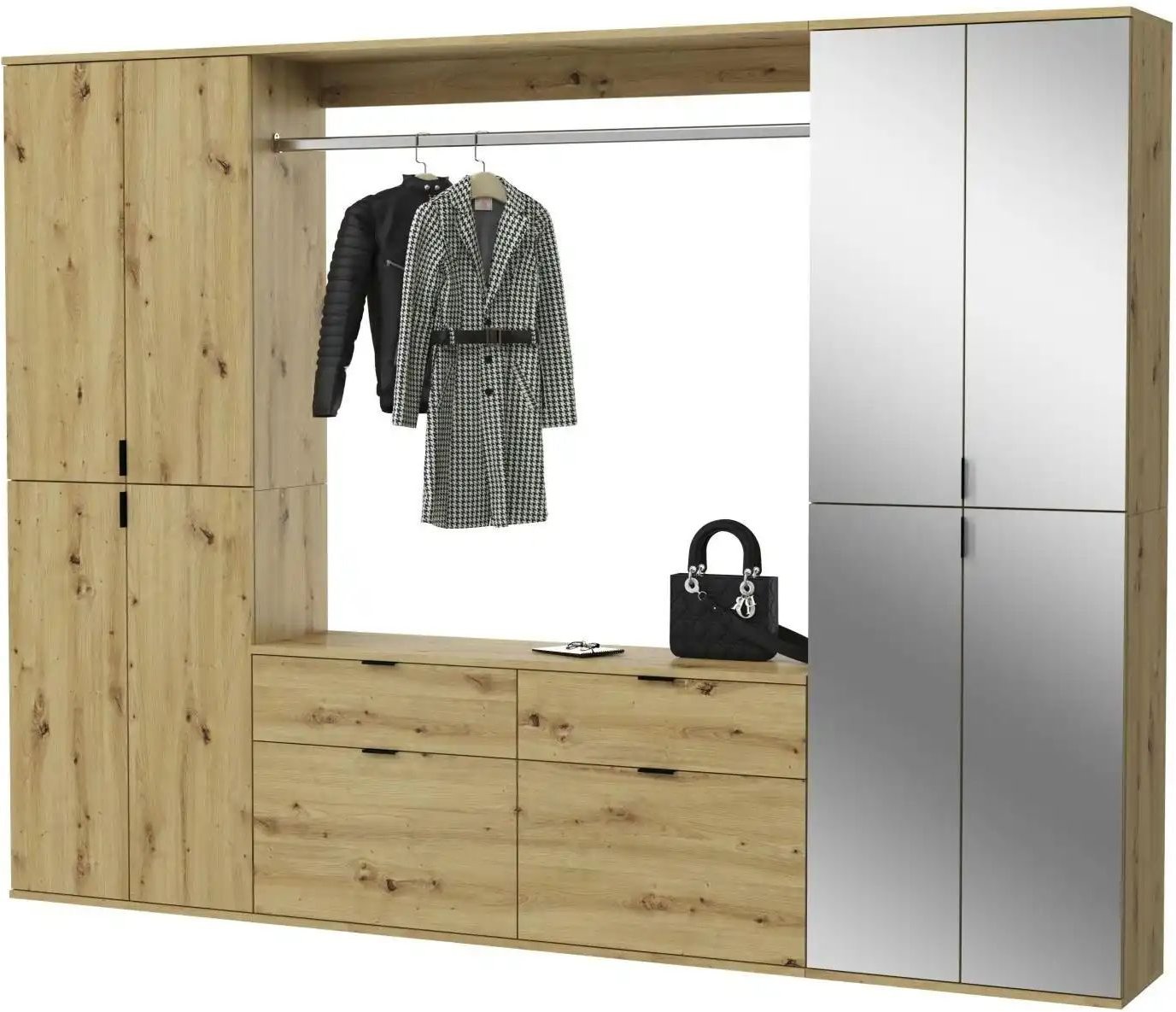 Garderoben-Set Projekt X ¦ holzfarben ¦ Maße (cm): B: 243 H: 193 T: 34.0 Garderoben & Kleiderstangen > Garderobensystem...