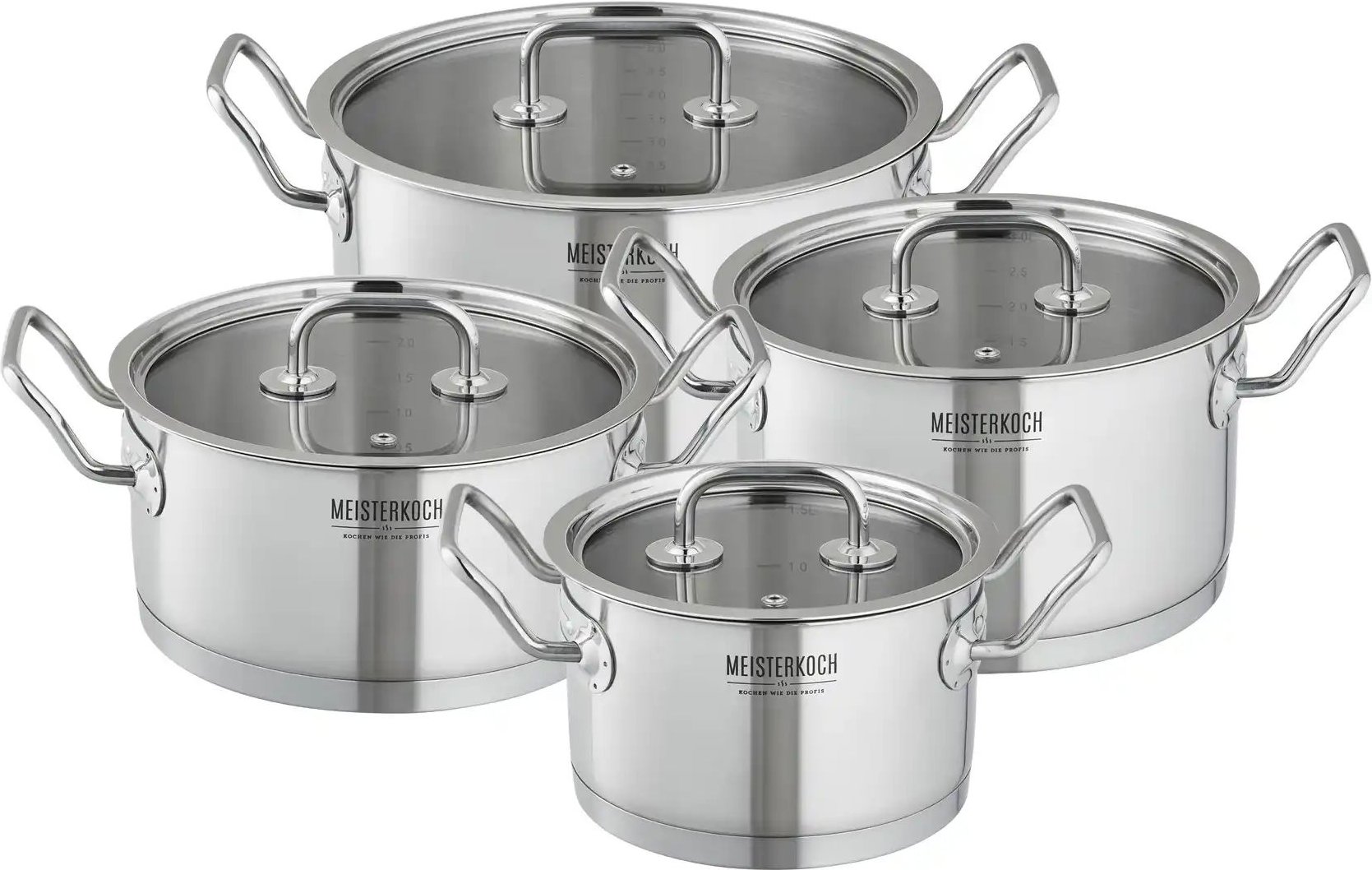 Meisterkoch Topfset MODUS ¦ silber ¦ Edelstahl Töpfe & Pfannen & Zubehör > Topf und Pfannen-Sets - Höffner