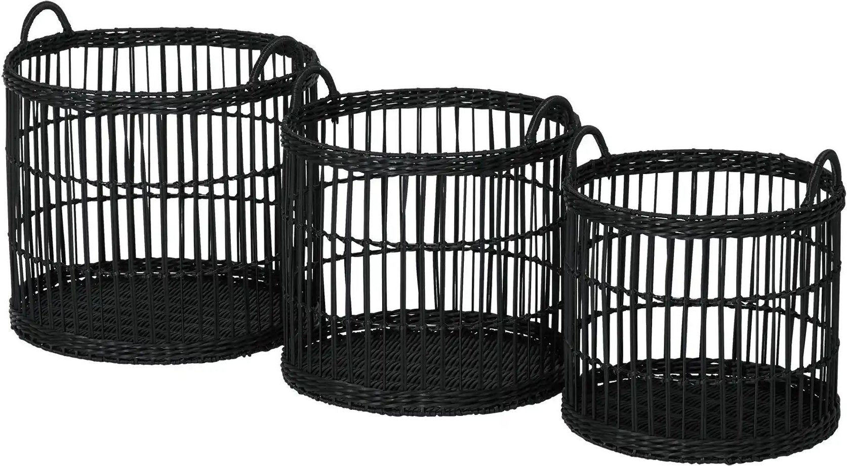 Aufbewahrungskörbe 3er-Set ¦ schwarz ¦ Kunststoff,Metall ¦ Maße (cm): H: 35 Ø: 40 Aufbewahrung > Körbe - Höffner