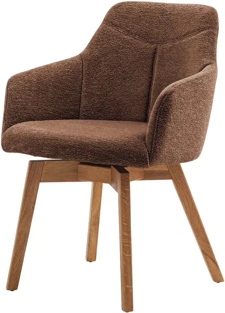 Woodford Armlehnstuhl mit Bouclé Bezug Merano ¦ braun ¦ Maße (cm): B: 58 H: 83 T: 57.0 Stühle > Esszimmerstühle > Esszim...