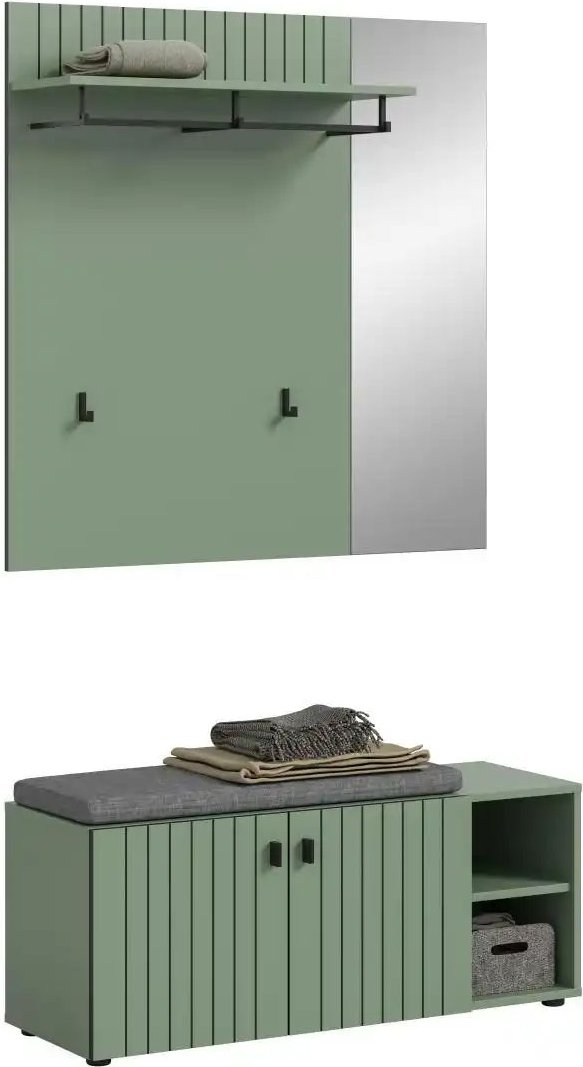 Garderobenkombination 2-teilig Station ¦ grün ¦ Maße (cm): B: 106 H: 192 Garderoben & Kleiderstangen > Garderobensystem...