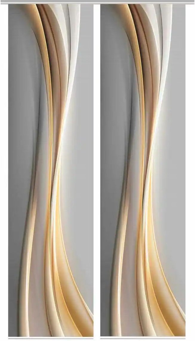 HOME in green Schiebevorhang ¦ gold ¦ Synthetik ¦ Maße (cm): B: 60 H: 245 Gardinen & Rollos > Gardinen & Vorhänge > Sc...