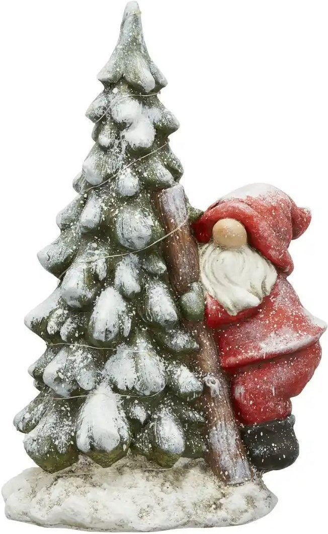 Thumbnail - HOME STORY LED Wichtel mit Weihnachtsbaum ¦ grün ¦ Magnesia,Metall ¦ Maße (cm): B: 21 H: 46 Weihnachten - Höffner