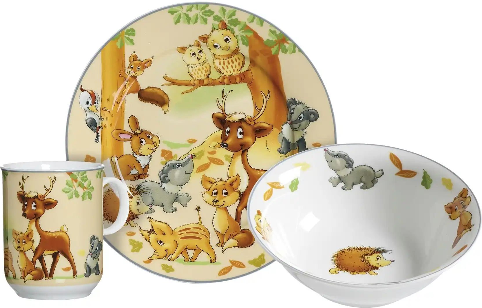Ritzenhoff & Breker Kinderset "Waldtiere" ¦ mehrfarbig ¦ Porzellan ¦ Maße (cm): B: 27 H: 15 Geschirr > Kindergeschirr ...