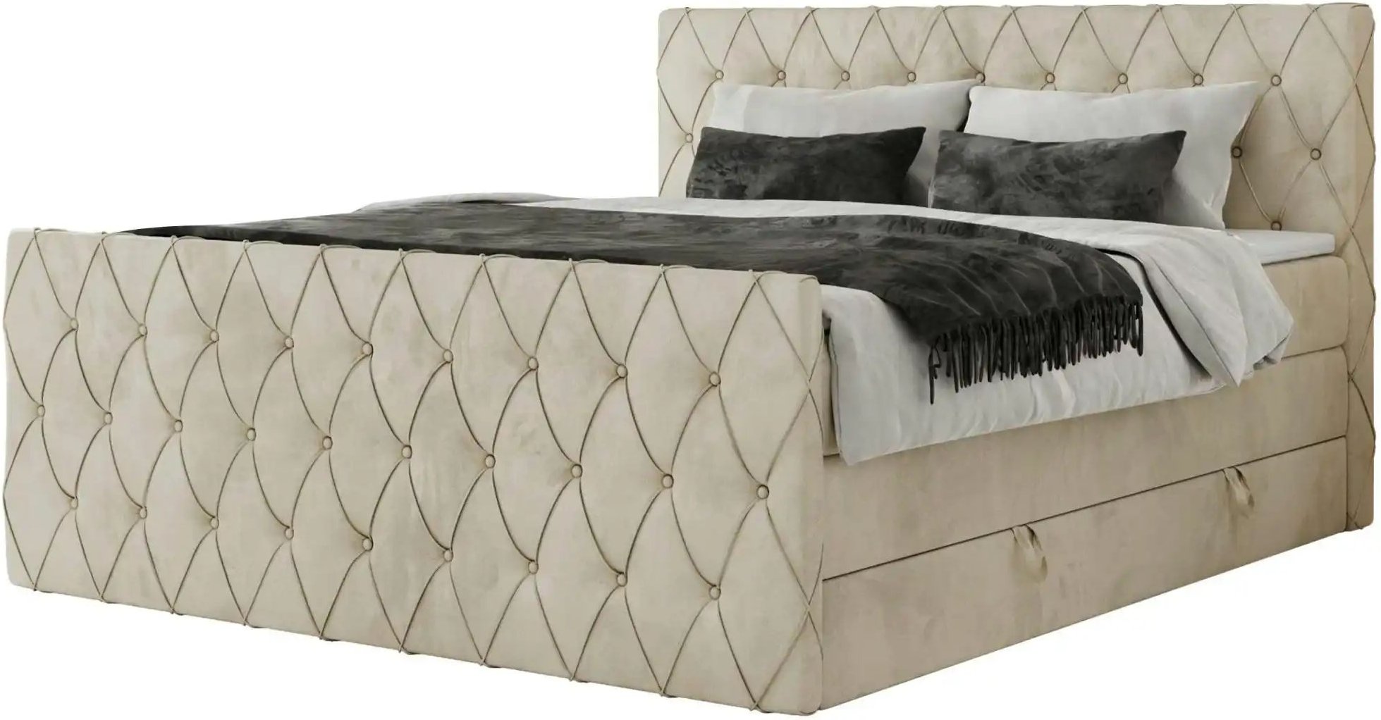 Boxspringbett mit Bettkasten Miren King Duo ¦ beige ¦ Maße (cm): B: 141 H: 110 Betten > Boxspringbetten - Höffner