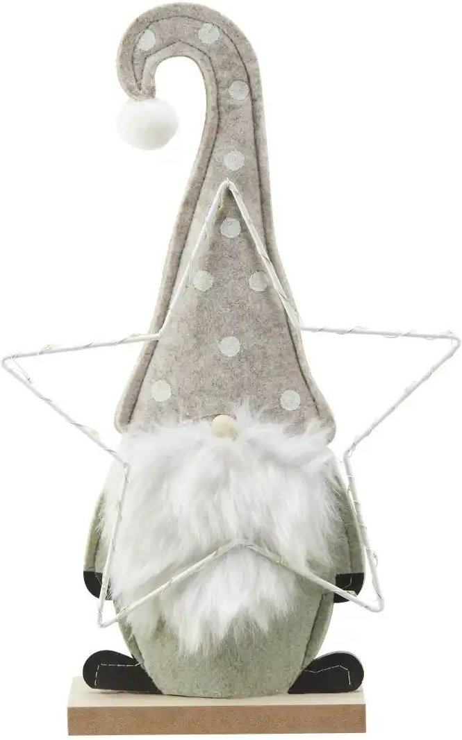 HOME STORY Figur Weihnachtsmann mit LED Stern ¦ grün ¦ Metall,Holzwerkstoff ¦ Maße (cm): B: 23 H: 36 T: 6.0 Weihnachte...