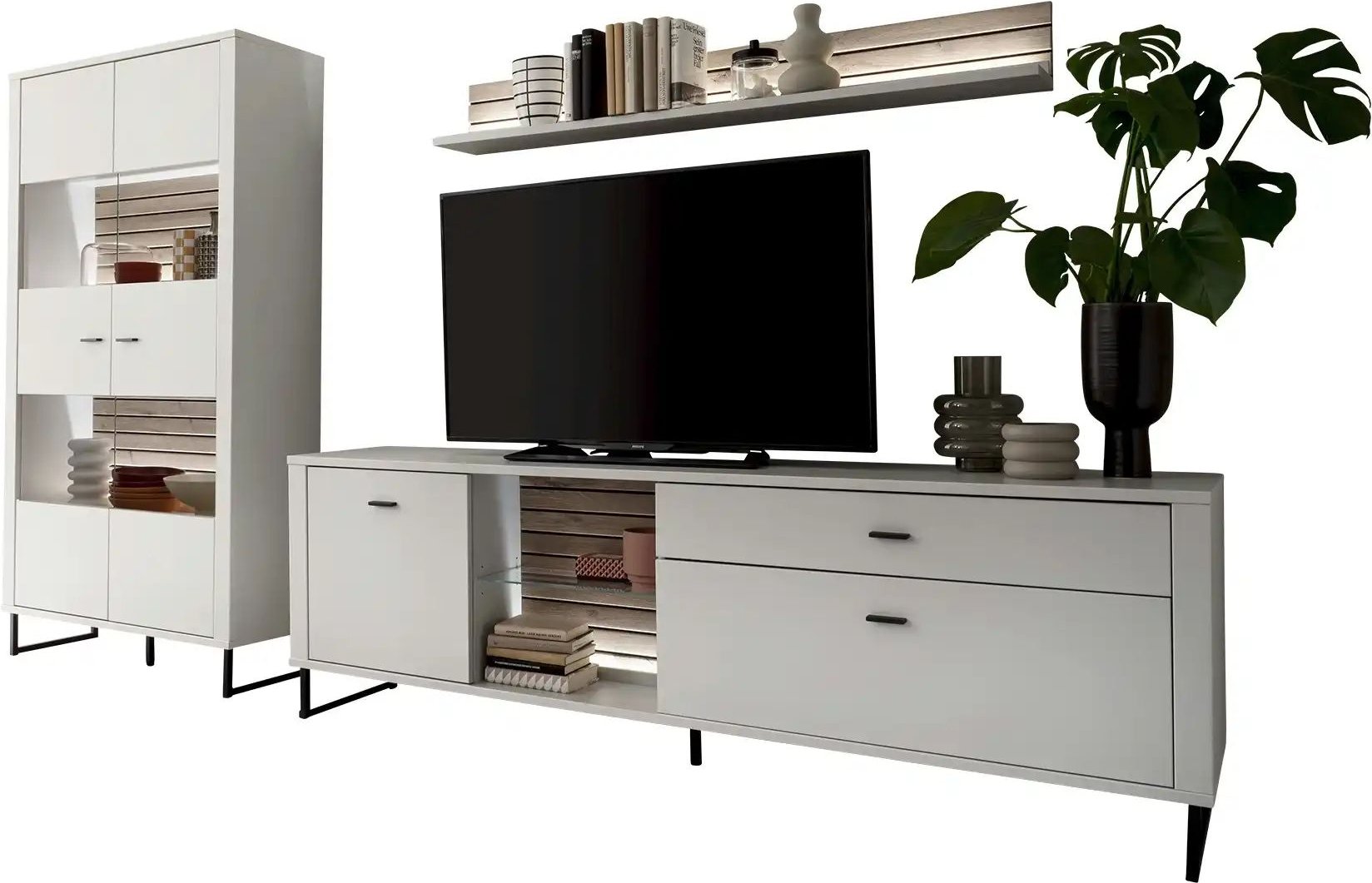 uno Wohnkombination Leni ¦ grau ¦ Maße (cm): B: 310 H: 187 T: 44.0 Kommoden & Sideboards > Wohnwände - Höffner