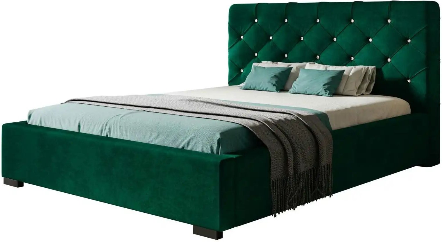 Polsterbett mit Stauraum Preston ¦ grün ¦ Maße (cm): B: 140 H: 104 Betten > Polsterbetten - Höffner
