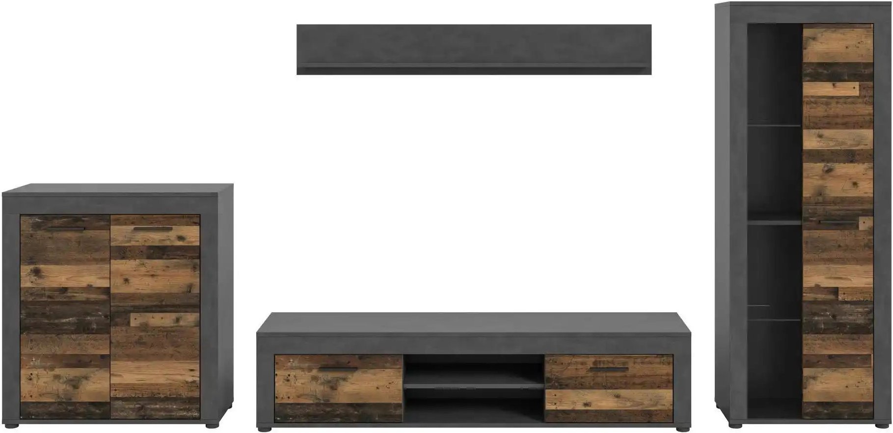 Wohnwand Bardenas ¦ schwarz ¦ Maße (cm): B: 330 H: 159 T: 35.0 Kommoden & Sideboards > Wohnwände - Höffner