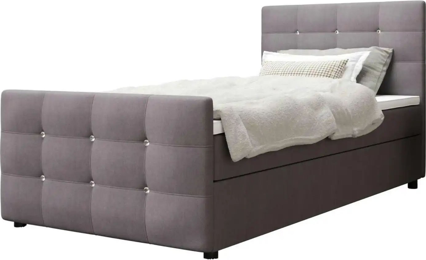 Boxbett mit Stauraum Matratze H3 und Topper Kleo ¦ grau ¦ Maße (cm): B: 90 H: 105 Betten > Komfortbetten - Höffner