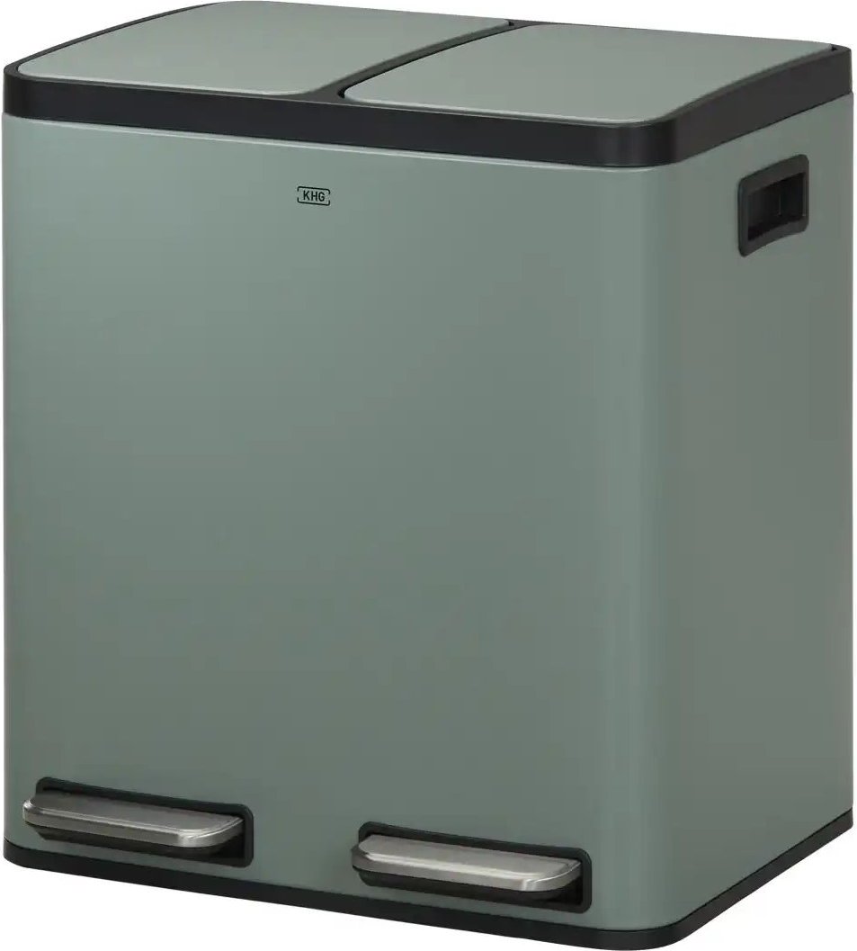 KHG Abfalleimer 2x15l ¦ grün ¦ Eisen,Kunststoff ¦ Maße (cm): B: 41 H: 44,5 T: 30.0 Küchenzubehör & Helfer > Abfallbehä...