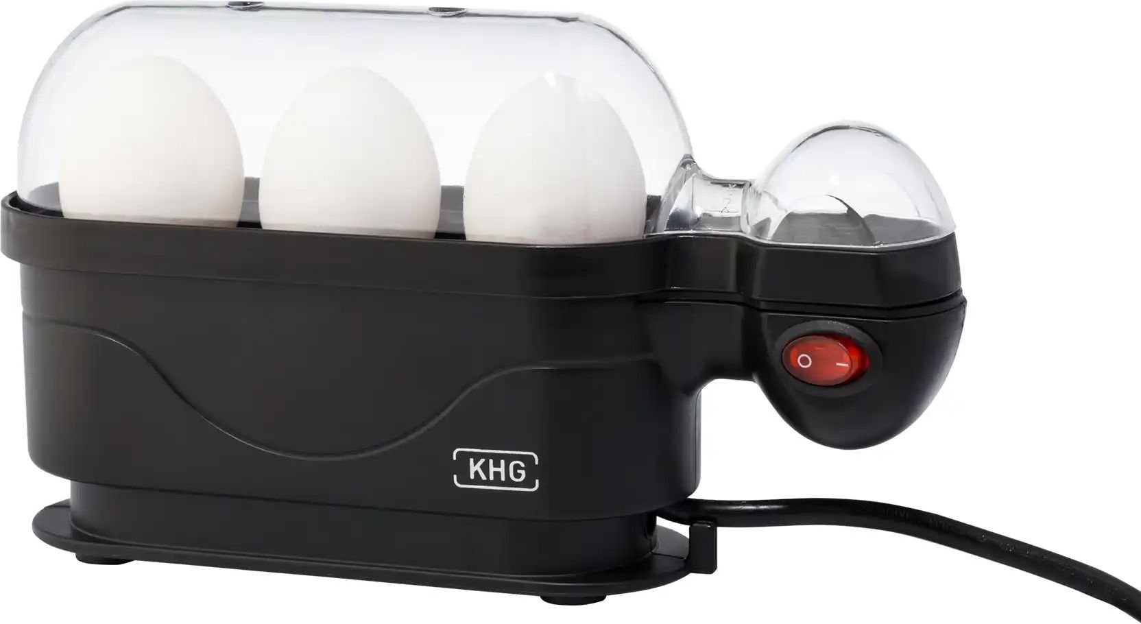 KHG Eierkocher EK-300S ¦ schwarz ¦ Kunststoff,Aluminium ¦ Maße (cm): B: 23 H: 13 T: 6.0 Elektrokleingeräte > Eierkocher...