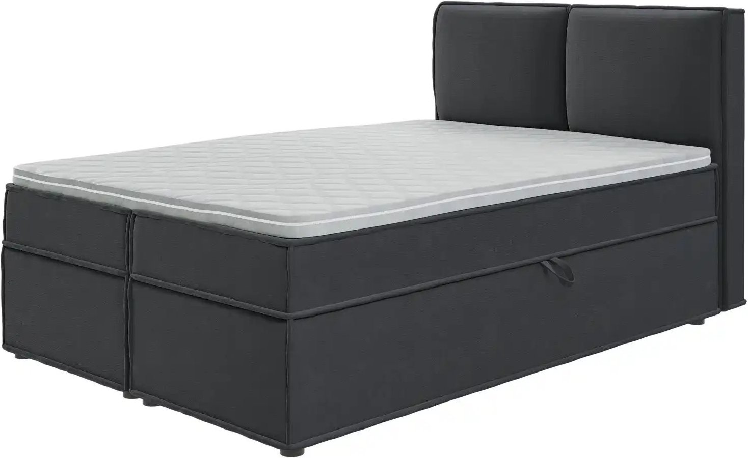 Boxbett mit Stauraum und Topper H3 Uma ¦ grau ¦ Maße (cm): B: 140 H: 103 Betten > Boxspringbetten - Höffner