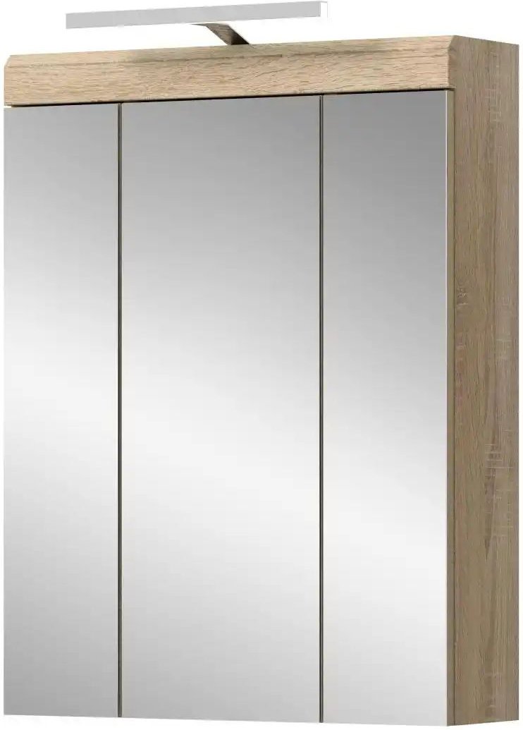 Spiegelschrank SCHLOONSEE Breite 60cm inkl. Beleuchtung 3 Spiegeltüren 9 Fächer in verschiedenen Farben erhältlich ...