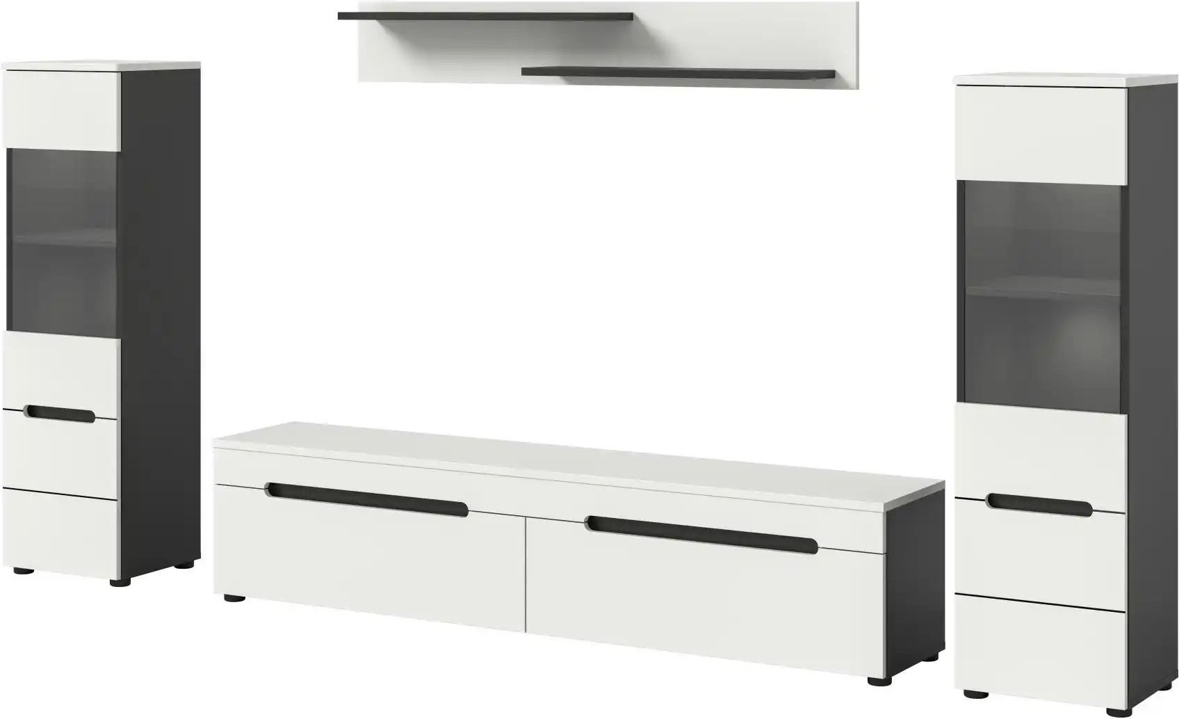 Wohnwand ¦ grau ¦ Maße (cm): B: 272 H: 141 Kommoden & Sideboards > Wohnwände - Höffner