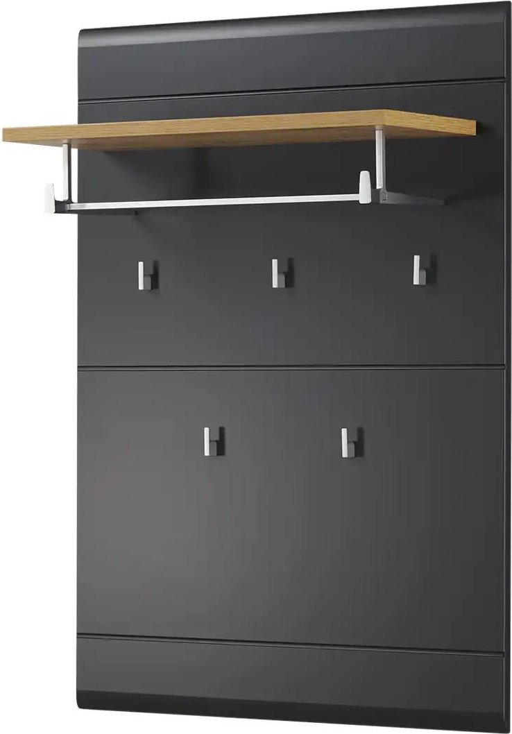 Garderobenpaneel Cortina ¦ schwarz ¦ Holzwerkstoff ¦ Maße (cm): B: 80 H: 110 T: 27.0 Garderoben & Kleiderstangen > Wand...