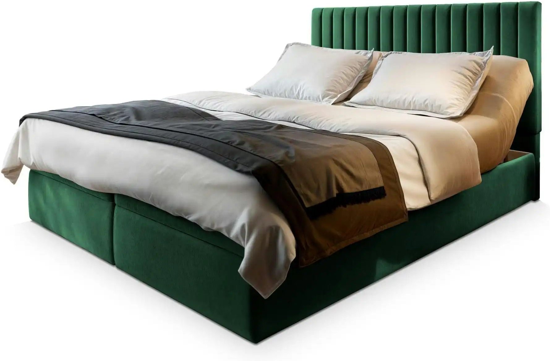 Thumbnail - MASSENO Boxbett mit Bettkasten Murlo ¦ grün ¦ Maße (cm): B: 180 H: 98 Betten > Polsterbetten - Höffner