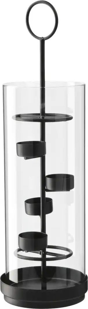 HOME STORY 4er Teelichthalter   ¦ schwarz ¦ Eisen,Glas ¦ Maße (cm): H: 42,5  Ø: 12.8 Accessoires > Kerzen & Kerzenstände...