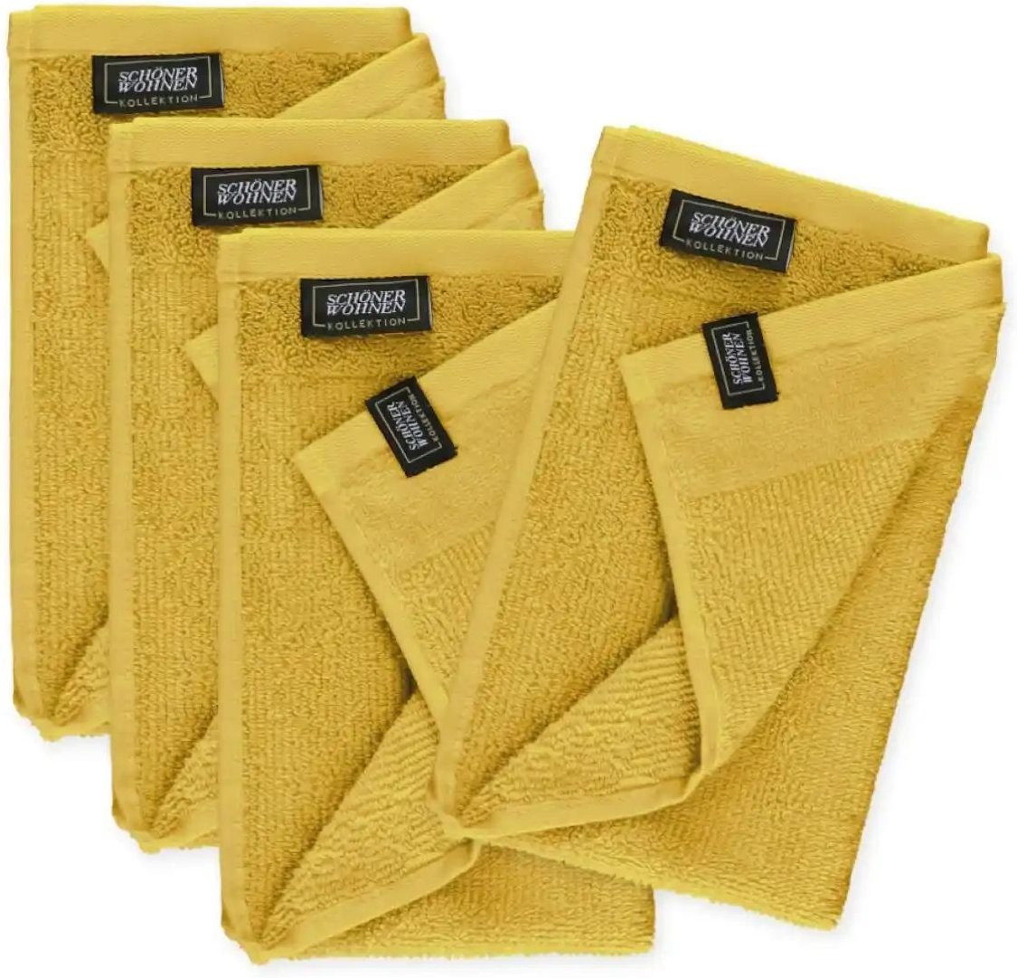 Thumbnail - SCHÖNER WOHNEN Kollektion Gästehandtuch 4er-Set ¦ gelb ¦ Maße (cm): B: 30 H: 1,5 Badtextilien > Handtücher & Badetüche...