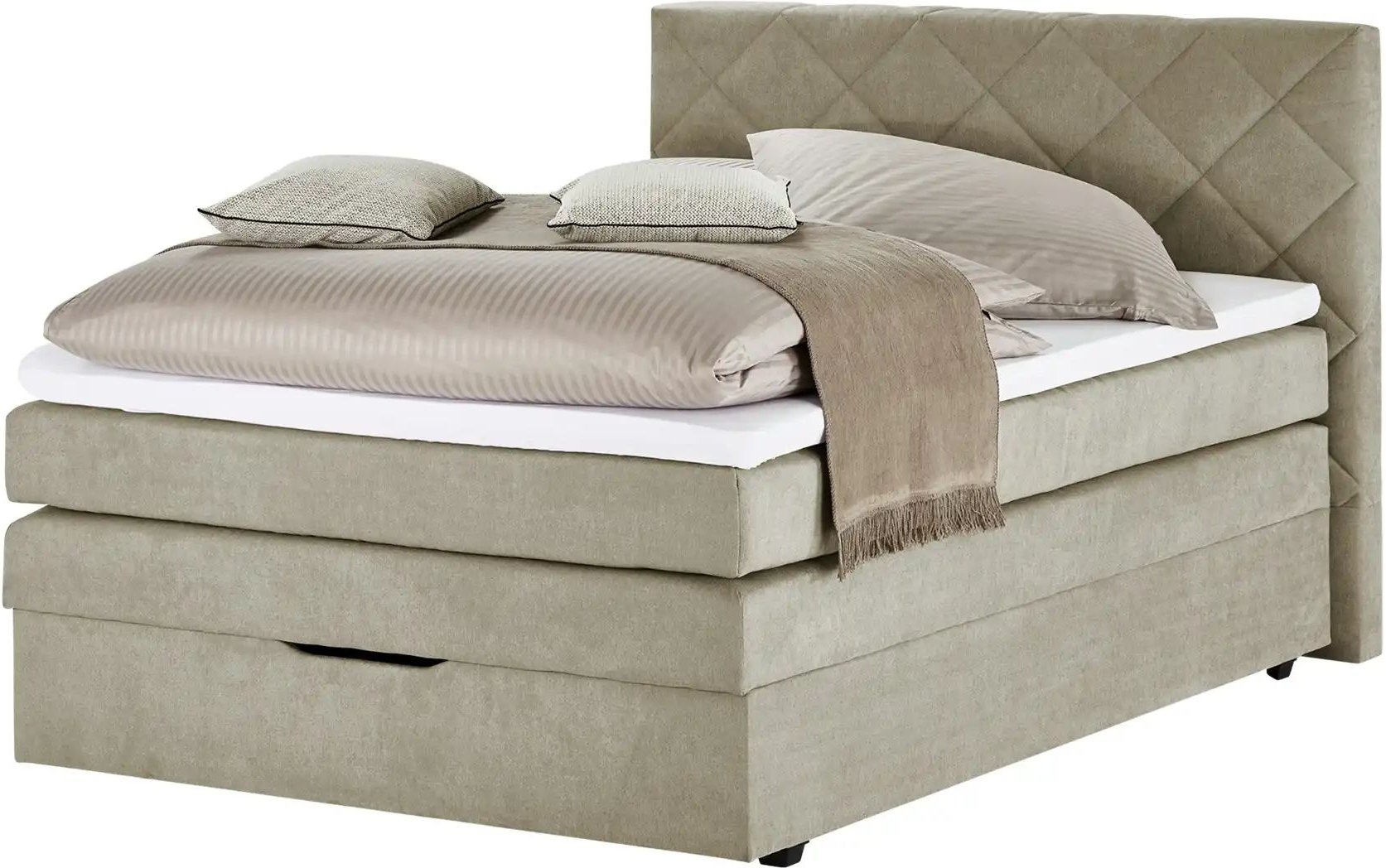 Boxspringbett mit Bettkasten und Topper  Beige Princess ¦ beige ¦ Maße (cm): B: 152 H: 116 Betten > Boxspringbetten - Hö...