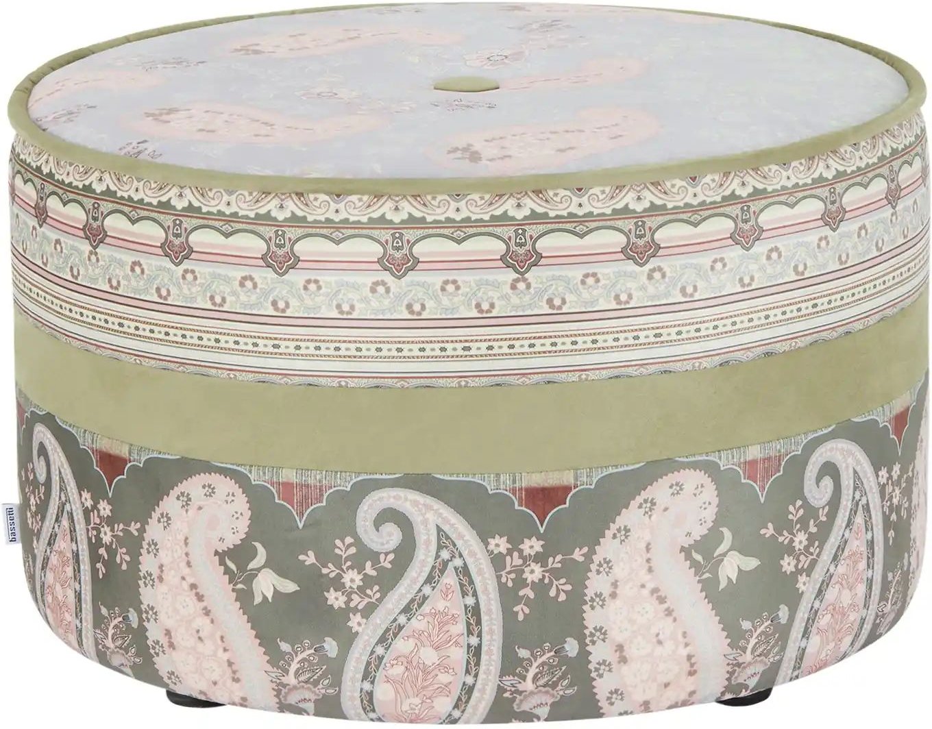 bassetti by SCHRÖNO Pouf aus Velours Tino ¦ grün ¦ Maße (cm): H: 39 Ø: 63 Polstermöbel > Hocker > Sitzpouf - Höffner