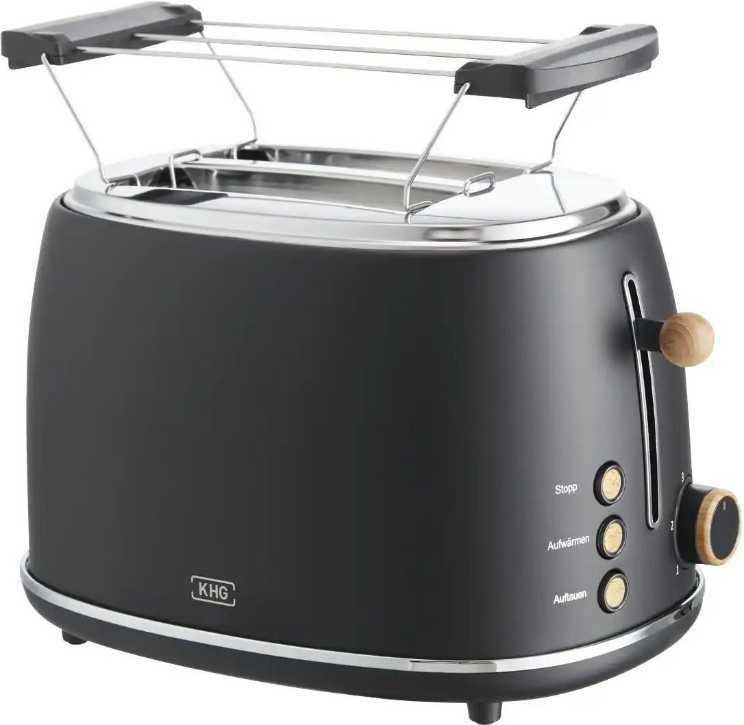 KHG Toaster TO-850 MSH ¦ schwarz ¦ Edelstahl,Metall,Kunststoff ¦ Maße (cm): B: 29,3 H: 18,5 T: 19.2 Elektrokleingeräte ...