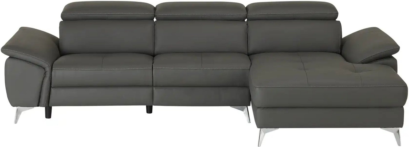 uno Leder-Ecksofa Danae klein ¦ grau ¦ Maße (cm): B: 282 H: 78 T: 166.0 Polstermöbel > Sofas > 3-Sitzer - Höffner