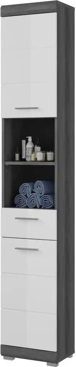 Hochschrank SCHLOONSEE Breite 37cm 2 Tür 1 Schubkasten 2 offene Fächer MDF-Front in verschiedenen Farben erhältlic...