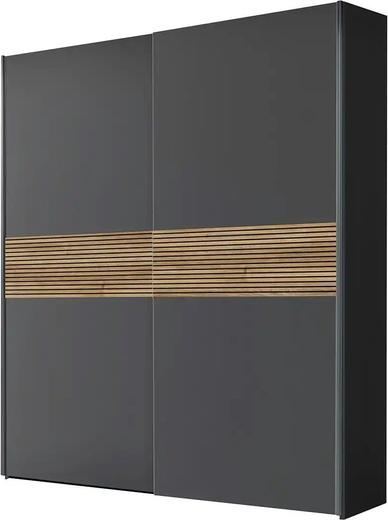 Thumbnail - Schwebetürenschrank mit Lamellen-Bauchbinde Time ¦ Maße (cm): B: 170 H: 195,5 T: 59.0 Schränke > Kleiderschränke > Schwe...