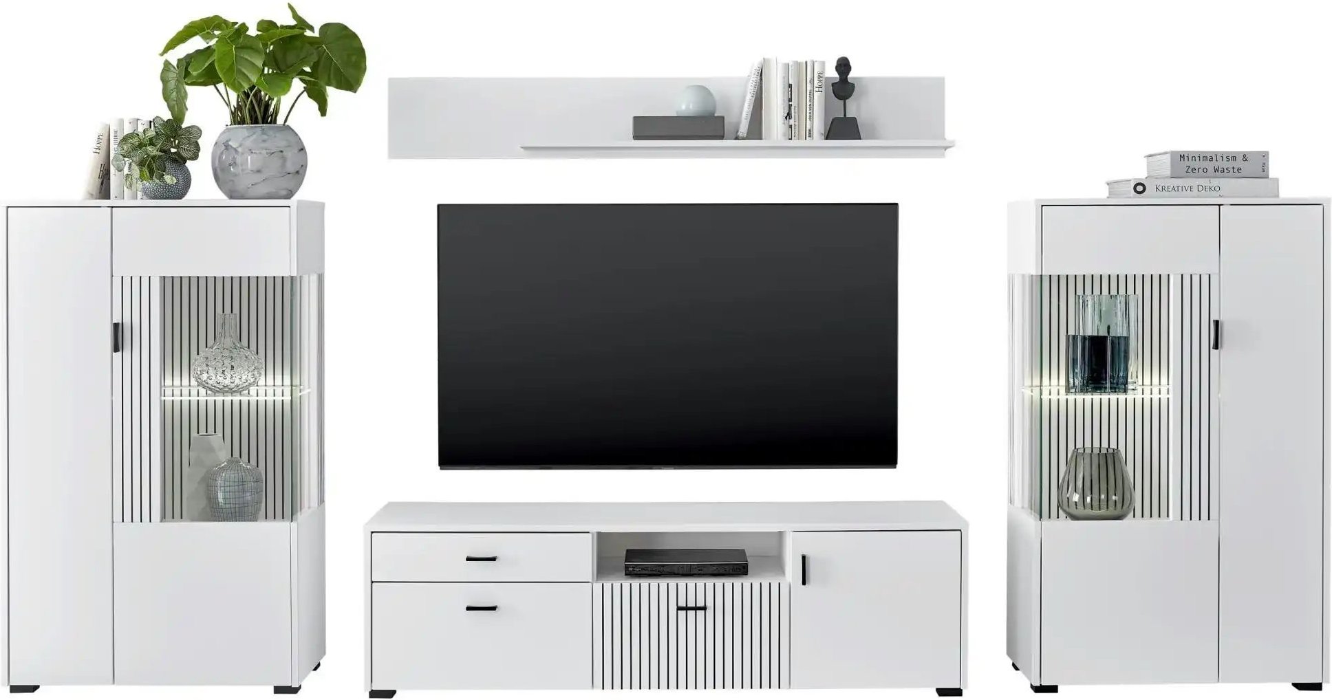 Wohnwand Hudson ¦ weiß ¦ Maße (cm): B: 320 H: 180 T: 42.0 Kommoden & Sideboards > Wohnwände - Höffner