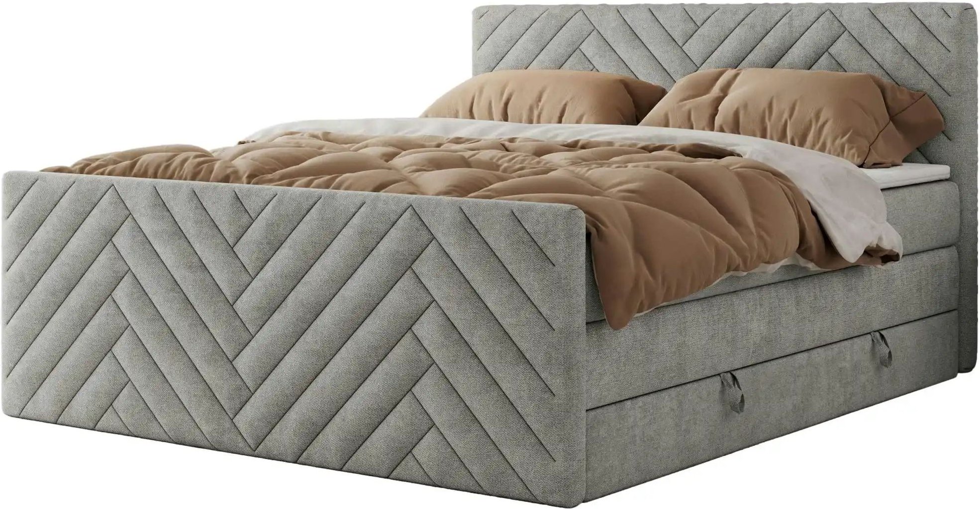 Boxspringbett mit Bettkasten Paris King Duo ¦ grau ¦ Maße (cm): B: 141 H: 110 Betten > Boxspringbetten - Höffner