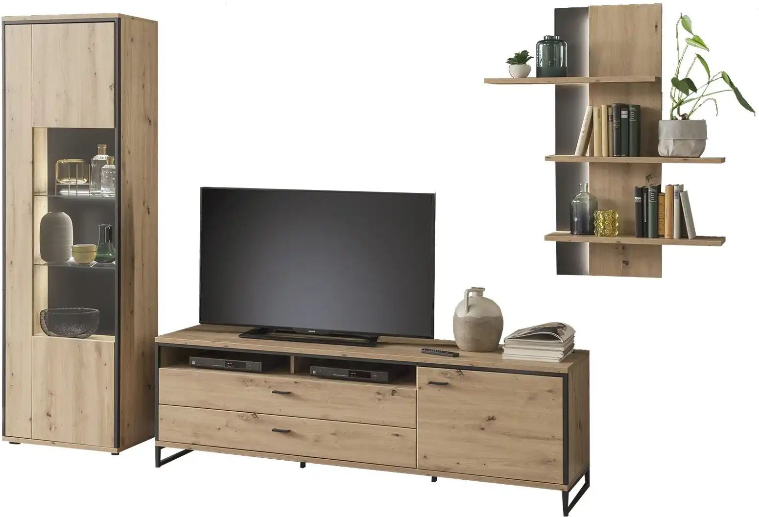 Thumbnail - uno Wohnkombination Argon ¦ holzfarben ¦ Maße (cm): B: 307 H: 210 T: 50.0 Kommoden & Sideboards > Wohnwände - Höffner