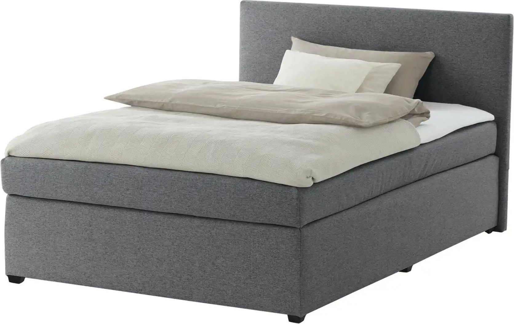 Boxspringbett mit Matratze und Topper H3 Duke ¦ grau ¦ Maße (cm): B: 127 H: 104 Betten > Boxspringbetten - Höffner