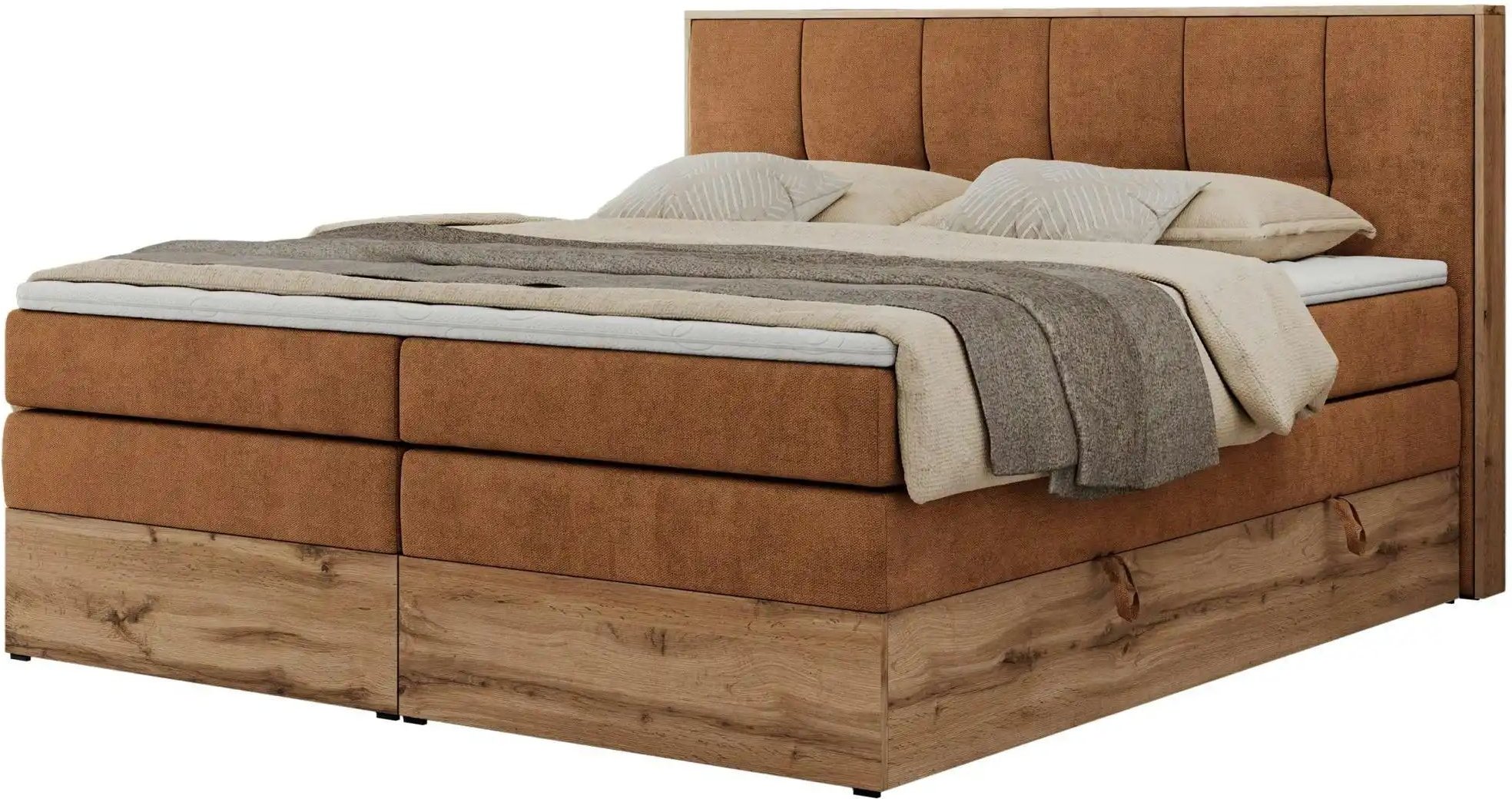 Boxspringbett mit Bettkasten Albero 1 King ¦ orange ¦ Maße (cm): B: 208 H: 113 Betten > Boxspringbetten - Höffner