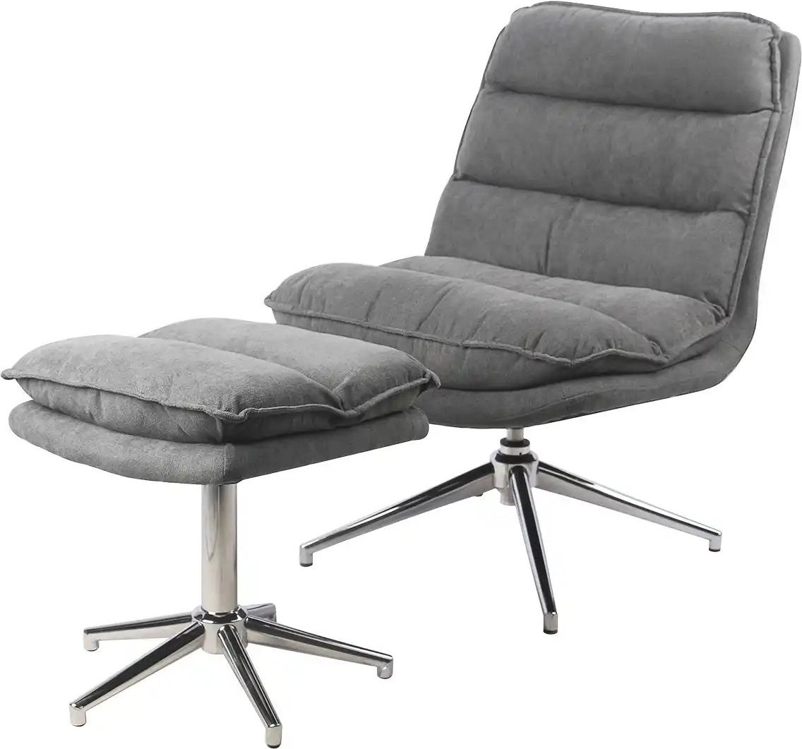 Relaxsessel mit Hocker Fiona ¦ grau ¦ Maße (cm): B: 64 H: 89 T: 76.0 Polstermöbel > Sessel > Relaxsessel - Höffner