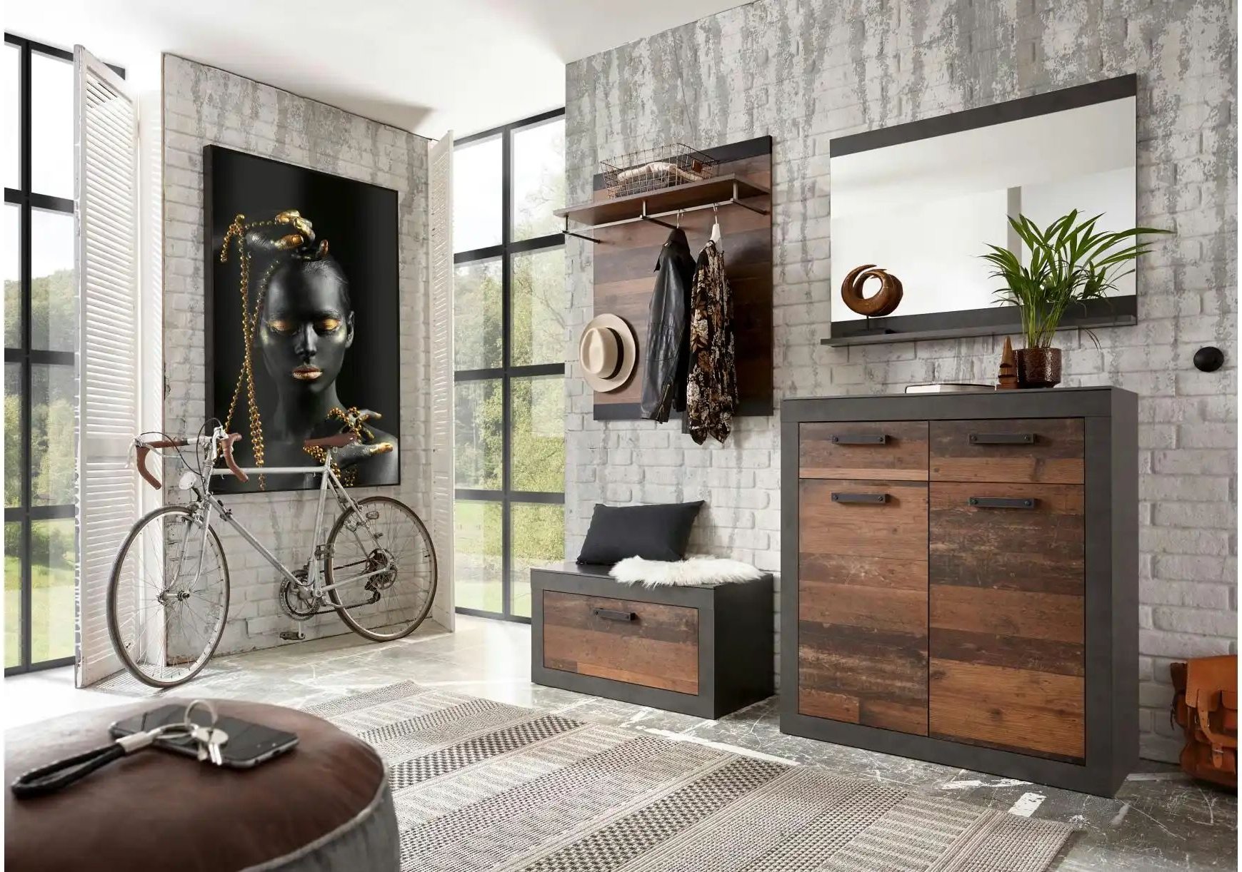 Garderobenkombination Bilboa ¦ braun ¦ Maße (cm): B: 192 H: 200 T: 40.0 Garderoben & Kleiderstangen > Garderoben - Höff...