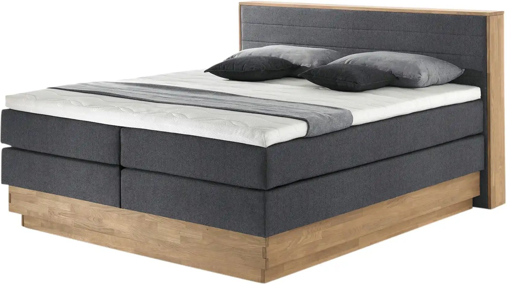 Thumbnail - uno Massivholz-Boxspringbett mit Bettkasten Morgan ¦ grau ¦ Maße (cm): B: 164 H: 113 Betten > Boxspringbetten - Höffner