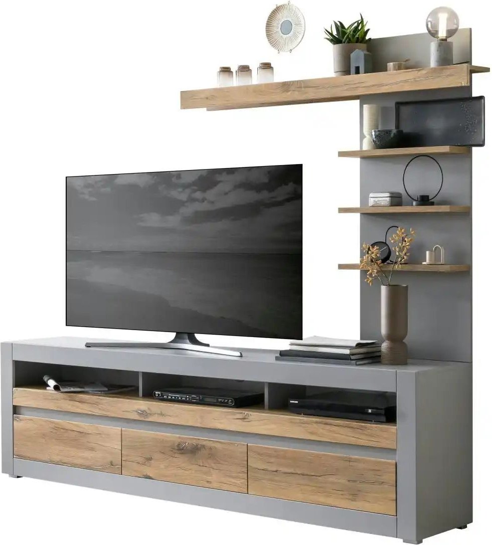 Thumbnail - Wohnwand ¦ grau ¦ Maße (cm): B: 217 H: 190 T: 42.0 Kommoden & Sideboards > Wohnwände - Höffner