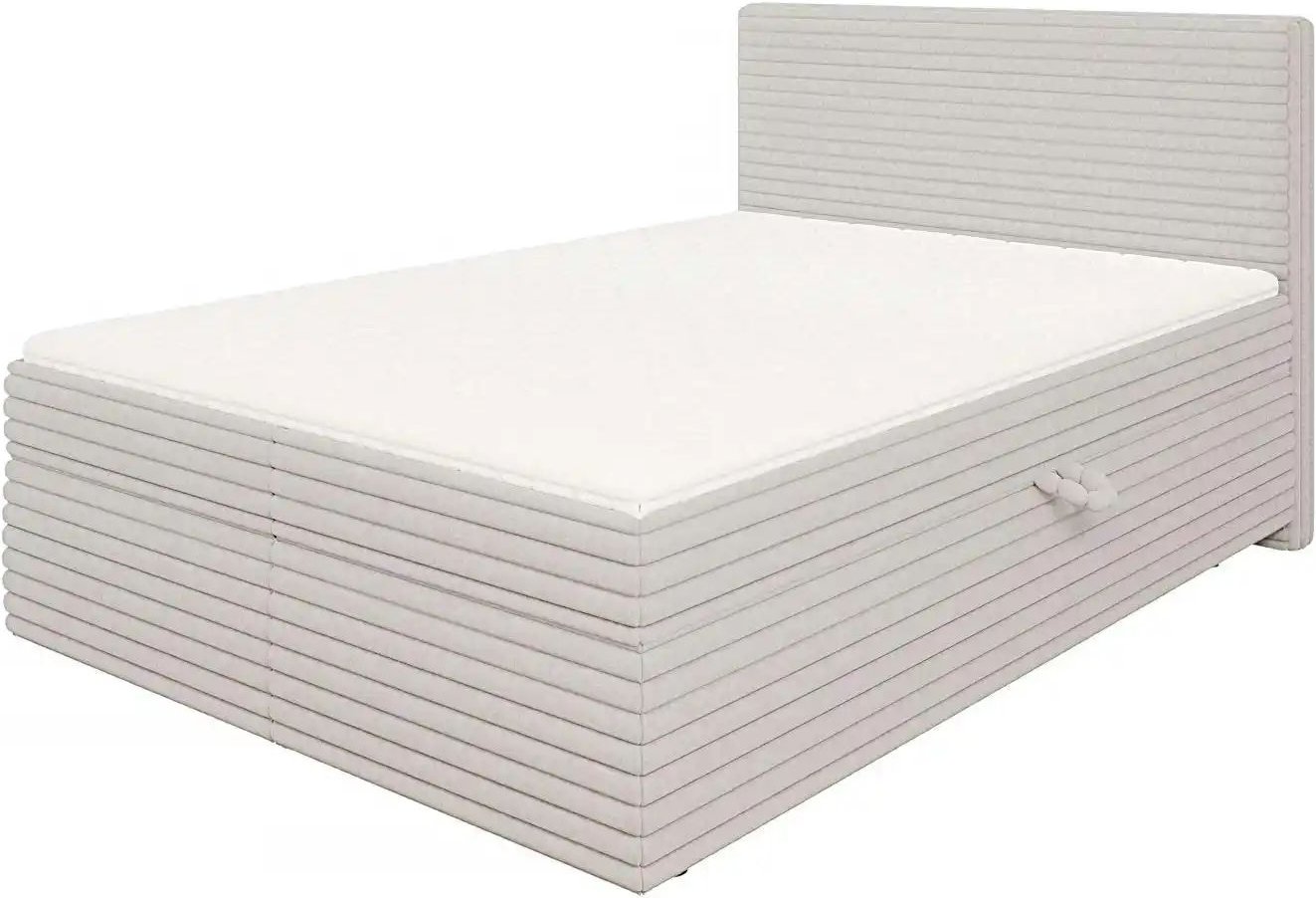 S-STYLE Boxbett Cord mit Stauraum und Topper H3 Neo ¦ grau ¦ Maße (cm): B: 145 H: 110 Betten > Boxspringbetten - Höffn...