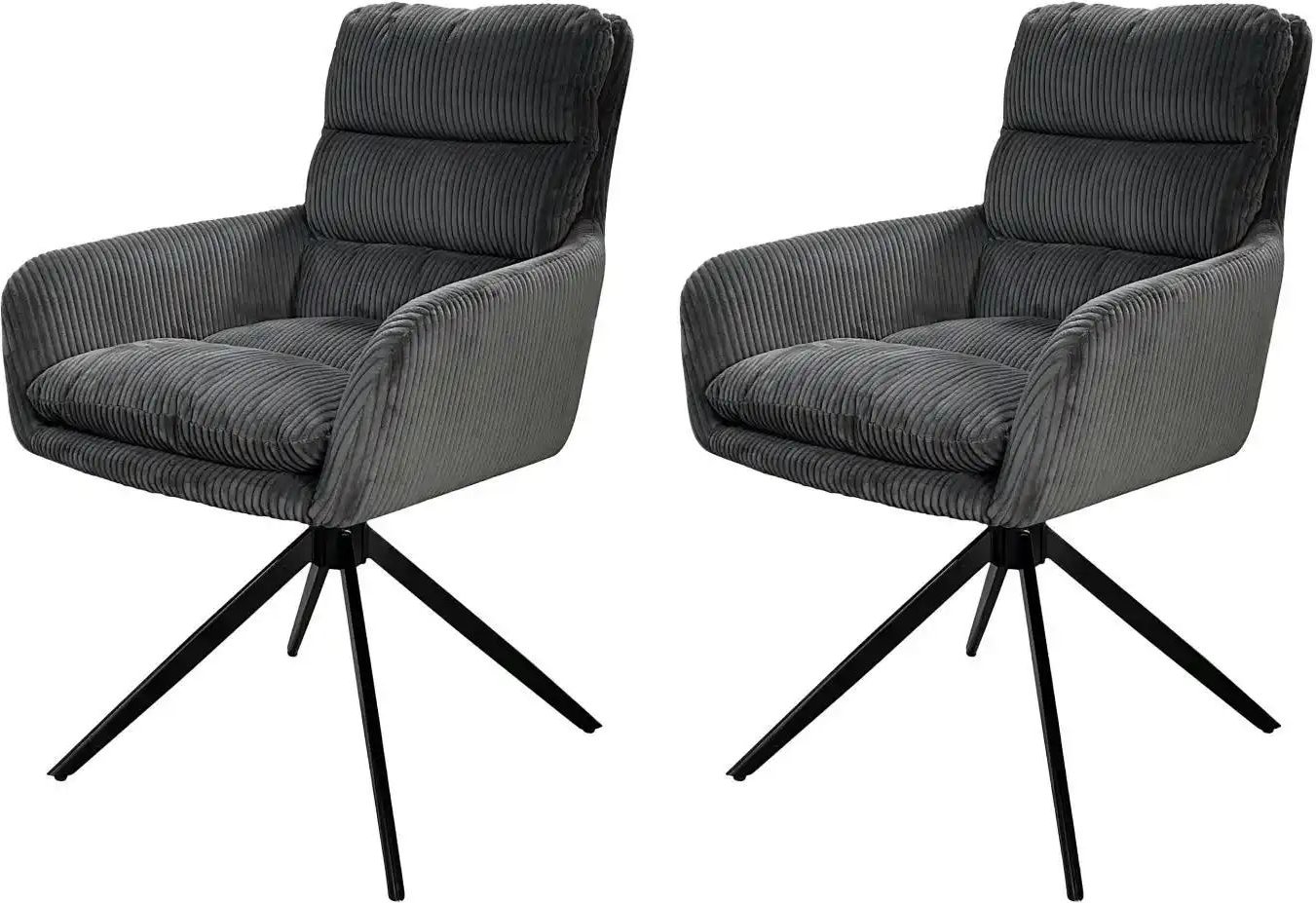 by Living Armlehnenstuhl 2er-Set Pura ¦ grau ¦ Maße (cm): B: 58 H: 87 Stühle > Esszimmerstühle > Esszimmerstühle mit Ar...