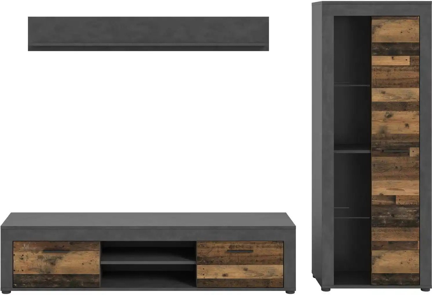 Wohnwand Bardenas ¦ schwarz ¦ Maße (cm): B: 235 H: 159 T: 35.0 Kommoden & Sideboards > Wohnwände - Höffner