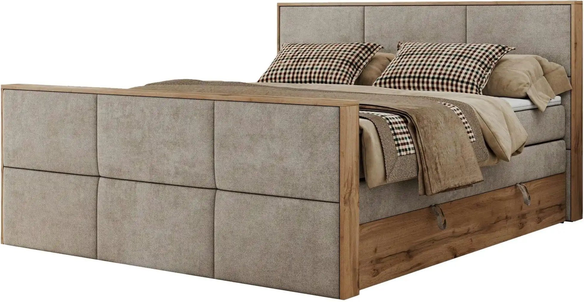 Thumbnail - Boxspringbett mit Bettkasten Albero 2 King Duo ¦ beige ¦ Maße (cm): B: 208 H: 113 Betten > Boxspringbetten - Höffner