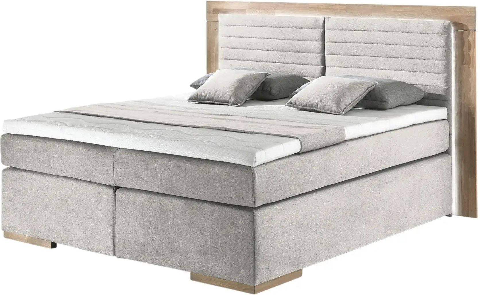 uno Massivholz-Boxspringbett mit LED-Beleuchtung Marlow ¦ beige ¦ Maße (cm): B: 230 H: 130 Betten > Boxspringbetten - Hö...